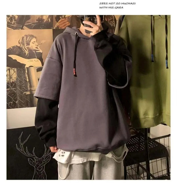 High Street Pullover – Fake Two-Piece Winter Hoodie.
