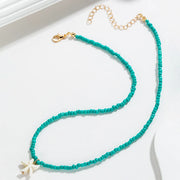 Bohemian beach style turquoise starfish pendant bead on neck, women's necklace necklace necklace necklace