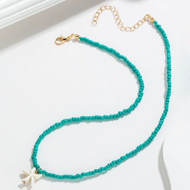 Bohemian beach style turquoise starfish pendant bead on neck, women's necklace necklace necklace necklace