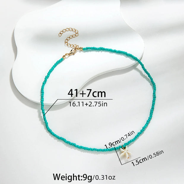 Bohemian beach style turquoise starfish pendant bead on neck, women's necklace necklace necklace necklace